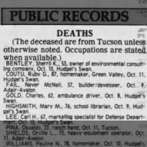 Death Notice for Mary M. Highsmith