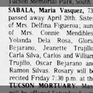 Obituary for Maria SABALA Vasquez
