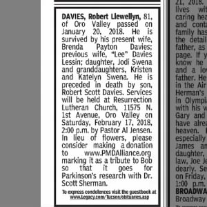 Obituary for Robert Llewellyn DAVIES