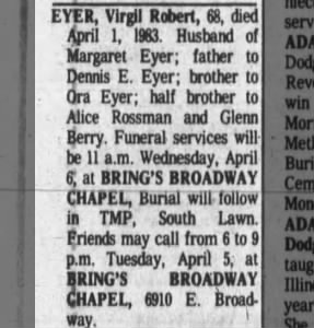 Obituary for EYER Virgil Robert
